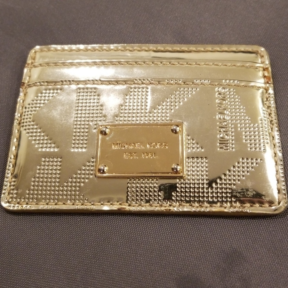 💕Michael Kors💕 Gold Logo Embossed Card Wallet